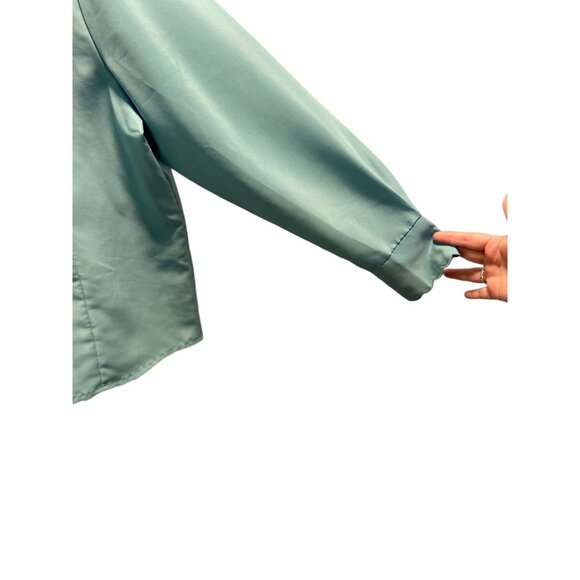 Vintage Elizabeth Williams Embroidered Floral Blouse Teal Size 2X Cottage Boho - Picture 6 of 11